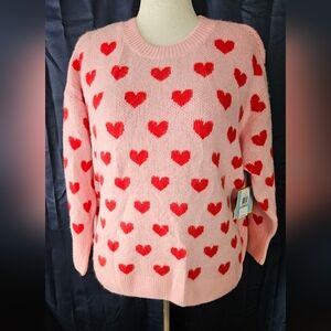 NWT CeCe Soft Knit Heart Sweater Plus Size 1X